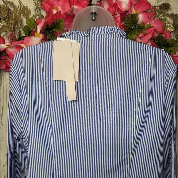 Avec Les Filles Ruffled Button Up Long Sleeve Shirt NWT - Picture 8 of 12